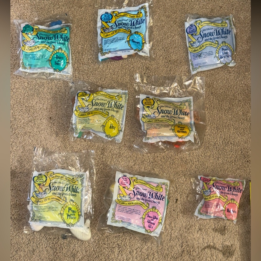 1992 McDonald’s Snow White & The Seven Dwarfs Happy‎ Meal Toys LOT sealed